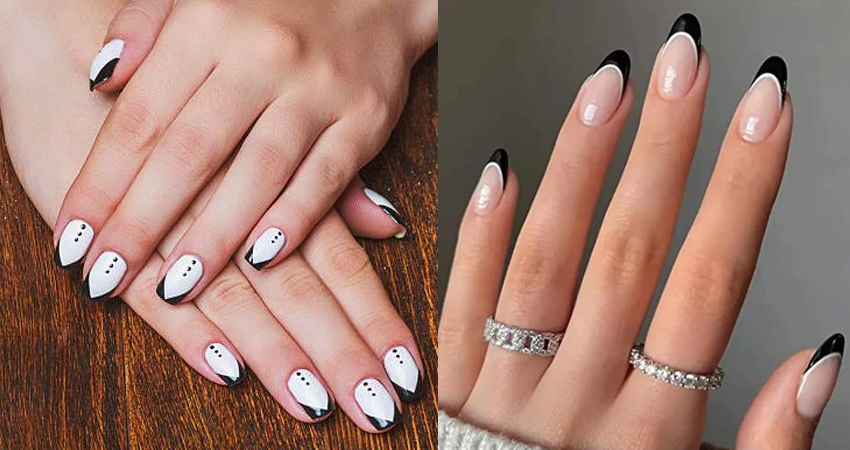 Classic Black and White Nail Design